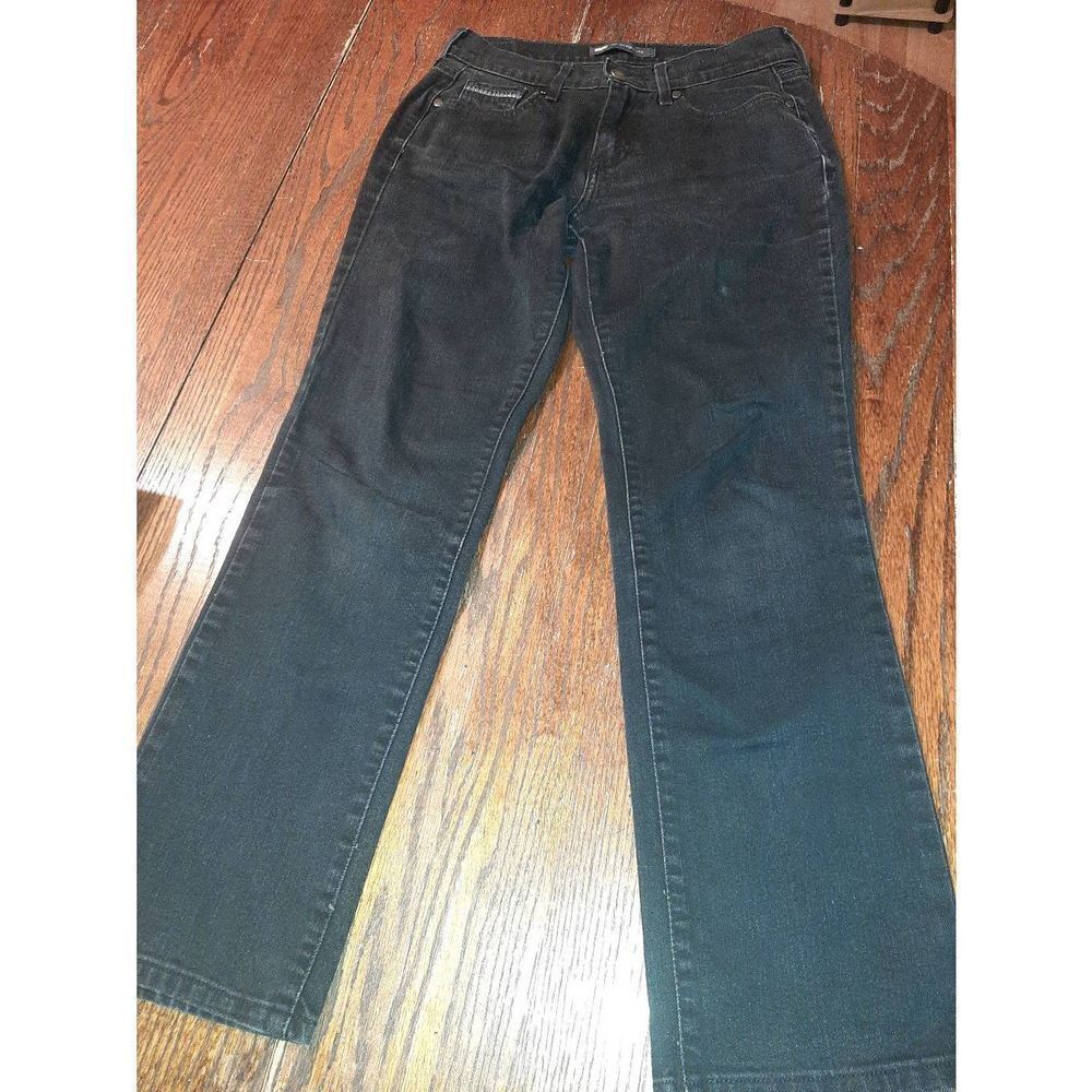 Size 4S W27 L30 Levi's 505 Straight Leg Black Denim Blue Jeans